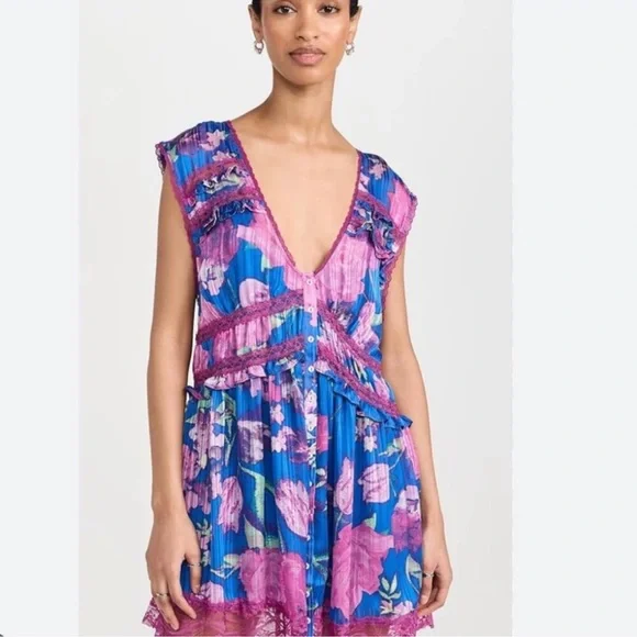 Free People SPRING FLING MINI DRESS SIZE LARGE - Picture 8 of 16